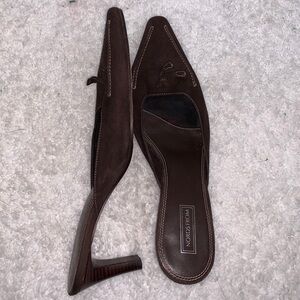 Nordstrom Chocolate Suede Mules with Tassel